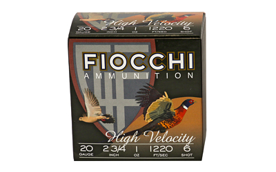 Fiocchi Ammunition Lead Hunting, 20 Gauge, 2.75", #6, Lead, Hi-Velocity, 25 Round Box 20HV6