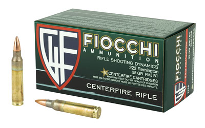 Fiocchi Ammunition Rifle, 223 Remington, 55 Grain, Full Metal Jacket Boat Tail, 50 Round Box 223A