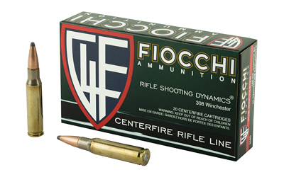 Fiocchi Ammunition Rifle, 308WIN, 165 Grain, InterLock Boat Tail Soft Point, 20 Round Box 308D