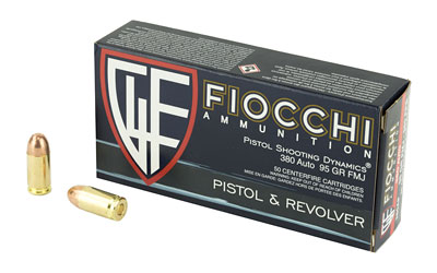 Fiocchi Ammunition Centerfire Pistol, 380ACP, 95 Grain, FullMetal Jacket, 50 Round Box 380AP