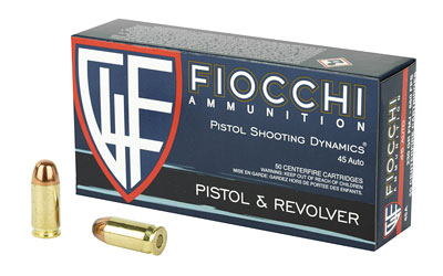 Fiocchi Ammunition Centerfire Pistol, 45ACP, 230 Grain, Full Metal Jacket, 50 Round Box 45A500
