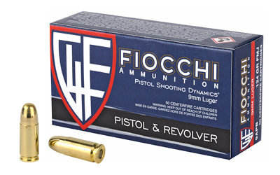 Fiocchi Ammunition Centerfire Pistol, 9MM, 124 Grain, Full Metal Jacket, 50 Round Box 9APB
