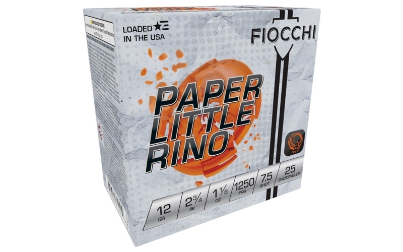 Fiocchi Ammunition Fiocchi paper white rino 12ga 1250fps 1-1/8 oz #7.5