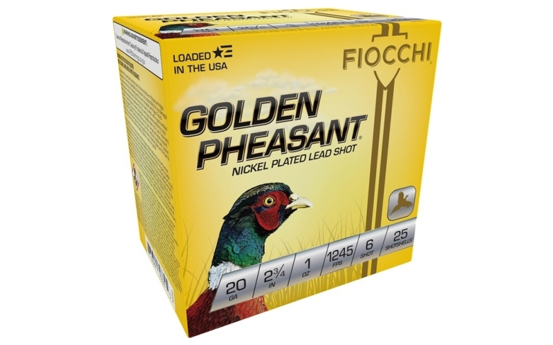 Fiocchi Ammunition 20 gauge 2-3/4'' 1 oz #6 nickel plated shot 25/box