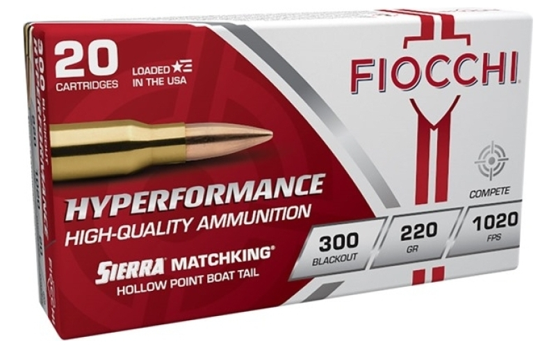 Fiocchi Ammunition 300 aac blackout 220gr hpbt sierra matchking 25/box