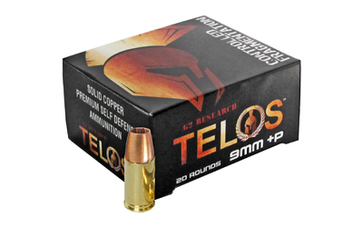 G2 Research Telos, 9MM +P, 92 Grain, Lead Free Copper, 20 Round Box, California Certified Nonlead Ammunition G00619