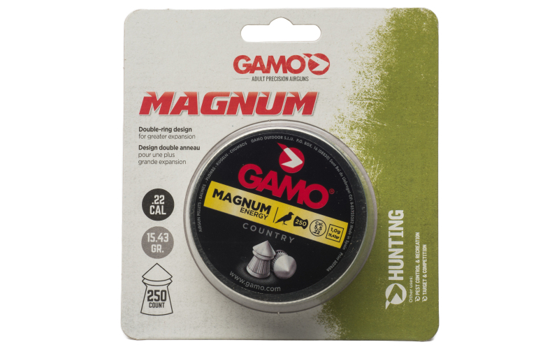 Gamo USA Gamo Magnum, Spire Point Double Ring, .22 Pellet,  Pointed Nose, Tin, 250 Count 6320225BL54