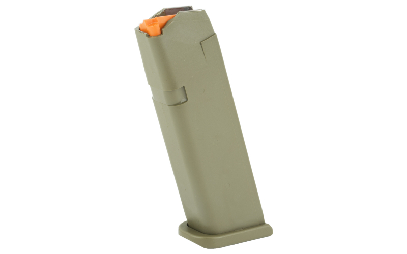 Glock OEM Magazine, 9MM, 17 Rounds, Fits GLOCK 17/34, Cardboard Style Packaging, Olive Drab Green 47458