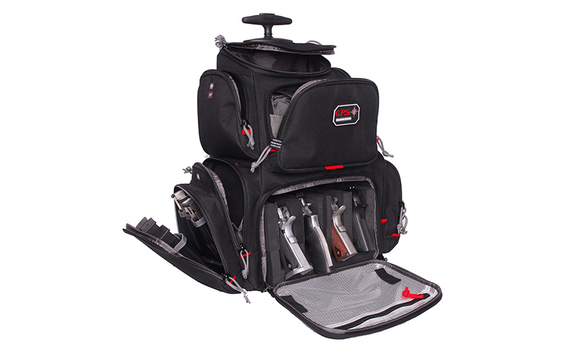 GPS Handgunner, Backpack, Black, with Foam Cradle For 4 Handguns, GPS-1711ROBP