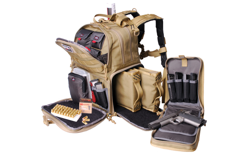 GPS Tactical, Backpack, Tan, Soft, 3 Internal Pistol Cases GPS-T1612BPT