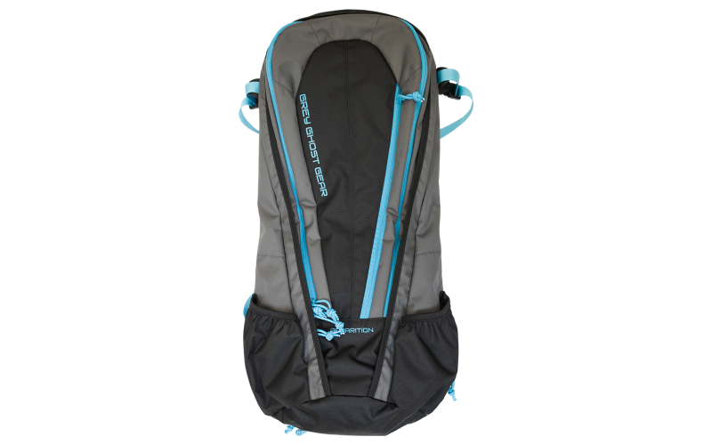 Grey Ghost Gear Apparition SBR Bag, Backpack, Can Fit a 10.5" or Shorter SBR,  Black w/ Cyan Zips, 27"H Without Extended Bottom/33"H With Extended Bottom X 12"W X 4"D GTG5874-2-49