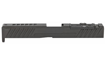 Grey Ghost Precision Stripped Slide, For Glock 17 Gen 4, Dual Optic Cutout Compatible With Leupold DeltaPoint Pro or Trijicon RMR With Supplied Shim Plate (Correct Length Screws Included), Comes With A Custom G10 Cover Plate And Proper Screws For Use Without Optic Installed, Version 3 Slide Pattern, Black Nitride Finish GGP-17-4-OC-V3