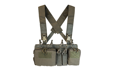 Haley Strategic Partners D3CR-H, Chest Rig, Supports .308 Platforms, Nylon Construction, Ranger Green, Includes (4) Rifle Magazine Pouches, (2) Pistol Pouches, (1) Large Pouch, (1) Small Pouch & X-Harness D3CRH-1-1-RG