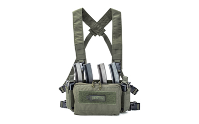 Haley Strategic Partners D3CR Micro, Chest Rig, Nylon Construction, Ranger Green, Includes (1) Large Open Pouch, (2) Pistol Magazines, (1) Pouch & X-Harness D3CRM-1-1-RG