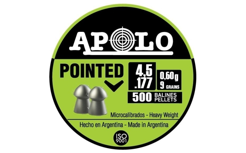 Apolo pointed 9gr 4.5mm .177 caliber 500rd