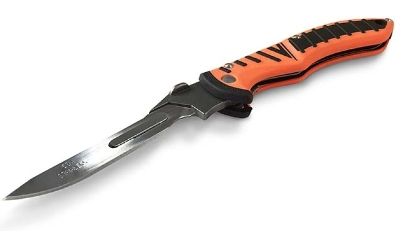 Havalon Forge, Folding Knife, Liner Lock, 2.75" Stainless Steel Blade, Orange ABS Handle with Non-slip TPR Rubber Grip Covering, OAL 7 7/8", Includes 6 Additional Blades and Nylon Holster XTC-60ARHO