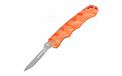 Havalon Piranta Stag, Folding Knife, Liner Lock, 2.75" Stainless Steel Blade, Blaze Orange Polymer Handle, OAL 7 3/8", Includes 6 Additional Blades and Nylon Holster XTC-60ASTAG-O