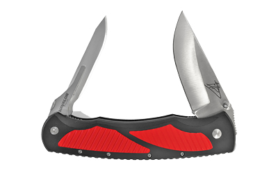 Havalon Titan Jim Shockey Signature, Dual Folding Knife, Liner Lock, AUS-8 Stainless Steel Straight Back Blade and Piranta 60A Blade, Black Polymer Handle with Red Grip Inlays, Includes 6-60A and 6-70A Blades and Jim Shockey Signature Holster XTC-TRED