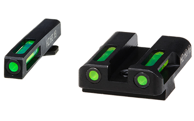Hi-Viz LiteWave H3 Tritium/Litepipe Night Sights, Fits Glock 17,19,26,27,33,34, Green Front and Rear GLN325