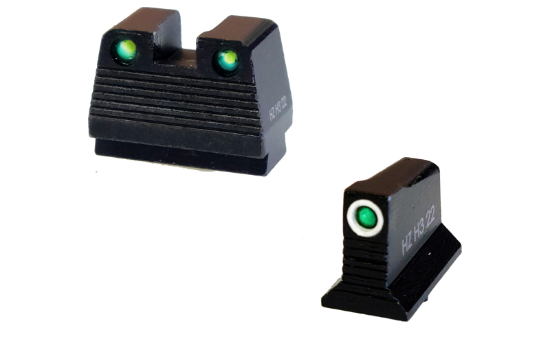 Hi-Viz N2 Co-Witness Sight, For Glock MOS 9MM/40S&W/357SIG, .430" Height, Green With White Ring Outline Front, Green Tritium Rear GMNG21-2
