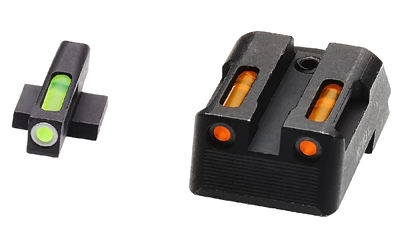 Hi-Viz LiteWave H3 Tritium/Litepipe Night Sights, Fits All Kimber 1911 Models with Fixed Sights, Green Front w/White Front Ring, Orange Rear, Does Not Fit Kimber Micro KBN421