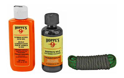 Hoppe's 1-2-3 Done! Cleaning Kit, 223/556/22 Cal Rifle, Clam Pack, Includes BoreSnake, Solvent, and Oil 110556