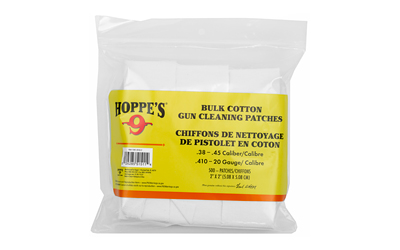 HOPPES 500 COTTON .38 TO .45 CAL AND .410 TO 20 GA GUN CLEANING PATCHES