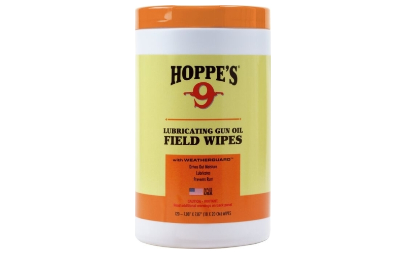 Hoppe's Large Lubricating Gun Oil Field Wipes, Canister of 120 Wipes 9GO