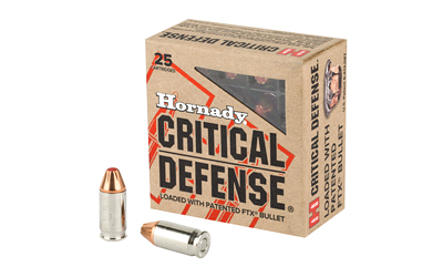 Hornady Critical Defense, 380ACP, 90 Grain, Hollow Point, 25 Round Box 90080