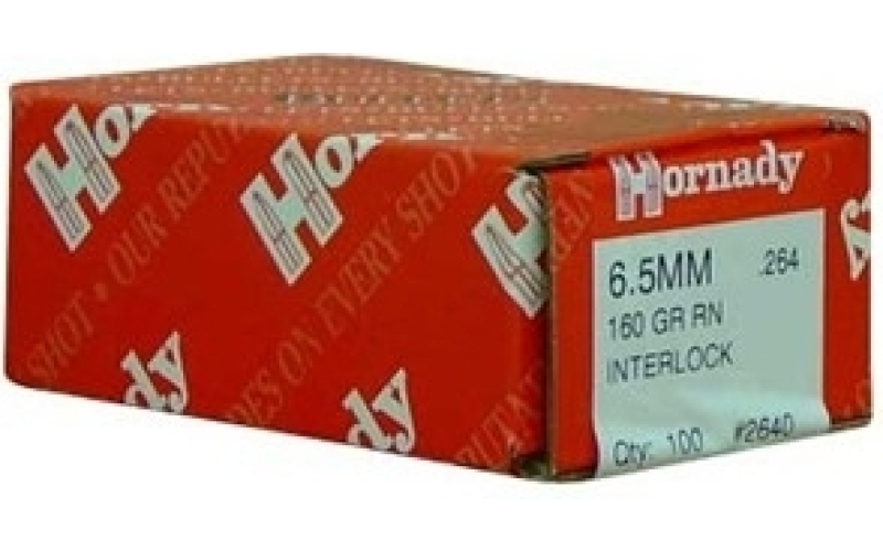 Hornady 6.5mm (0.264'') 160gr interlock round nose 100/box