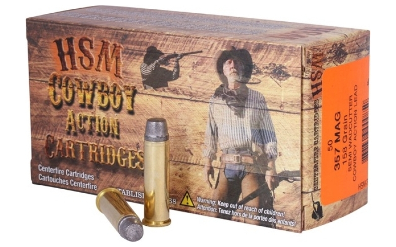 Hsm Ammunition 357 magnum 158gr hard lead semi wad cutter 50/box