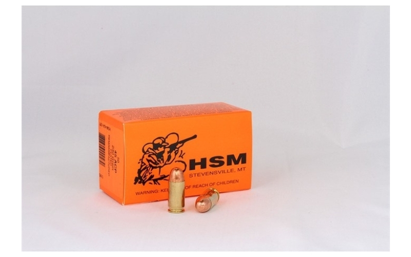 Hsm Ammunition 45 acp 230gr plated round nose flat point 50/box