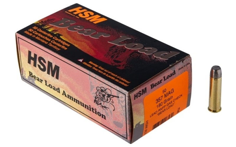 Hsm Ammunition 357 magnum 180gr lead rnfp gas check 50/box