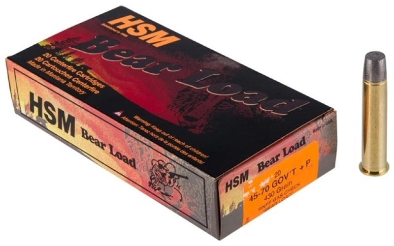 Hsm Ammunition 45-70 government 430gr lead rnfp gas check 20/box