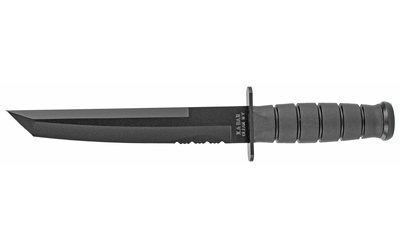 KA-BAR Knives KA-BAR, Tanto, Fixed Blade Knife, 8" Blade Length, 12.813" Overall Length, Tanto Point, Combo Edge, 1095 Cro-Van Steel, Matte Finish, Black, Black Kraton G Handle, Glass Filled Nylon Sheath 1245
