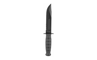 KA-BAR Knives KA-BAR Short, Fixed Blade Knife, 5.25" Blade Length, 9.375" Overall Length, Clip Point, Combo Edge, 1095 Cro-Van/Black Steel, Matte Finish, Black, Kraton G Handle, Glass Filled Leather Sheath 1257