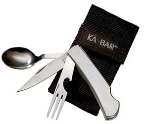 KA-BAR Knives Hobo, Fixed Blade Knife, 3" Blade Length, 6.625" Overall Length, Drop Point/Fork/Spoon, Plain Edge, 3Cr13 Stainless Steel, Cordura Sheath 1300