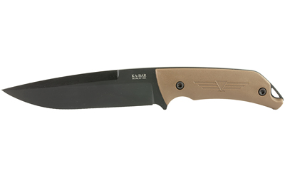 KA-BAR Knives Jarosz Turok, Fixed Blade Knife, 6.25" Blade Length, 11.5" Overall Length, 1095 Cro-Van Steel, Matte Finish, Black, Brown Ultramid Handle, Plain Edge, Clip Point, Includes Celcon Sheath 7503