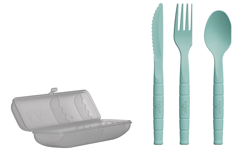 KA-BAR Knives Lunch Pal, Utensil Set, Spoon/Fork/Knife, Creamid Construction, Teal, Includes Frost Colored Carrying Case 9939