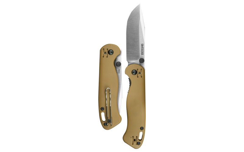 KA-BAR Knives Becker Mini Folder, Folding Knife, Drop Point 2.84" Blade Length, 6.75" Overall Length, Plain Edge, Silver, D2 Steel, Glass Filled Nylon Brown Handle BK41