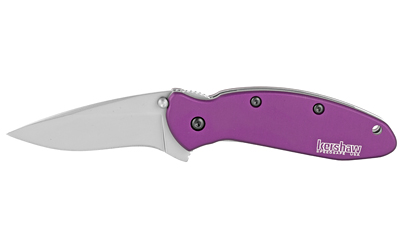 Kershaw Scallion, 2.4", Assisted Folding Knife, Clip Point, Plain Edge, 420HC/Satin, Anodized Aluminum, Thumb Stud/Pocket Clip, Purple 1620PUR
