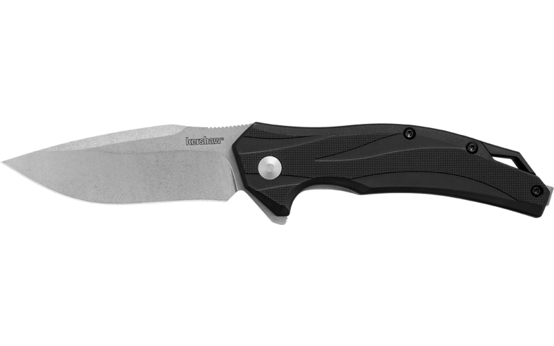 Kershaw Lateral, Folding Knife, Flipper Assisted Opening, Plain Edge, 8Cr13Mov Steel, Stonewash Finish, Glass Filled Nylon Handle, 3.1" Blade, 7.4" Overall Length, Includes Deep Carry Pocket Clip 1645