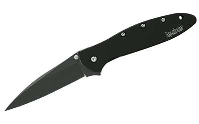 Kershaw Leek, 3" Assisted Folding Knife, Clip Point, Plain Edge, 14C28N/Satin, Black DLC 410 Stainless, Thumb Stud/Pocket Clip 1660CKT