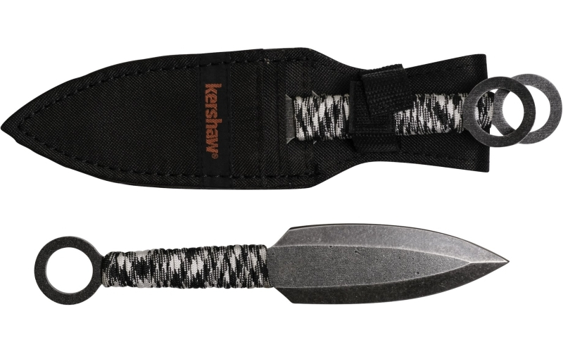 Kershaw Ion Fixed Blade Knife, 4.5" Blade, 3CR13 Steel, BlackWash Finish, Plain Edge, Set of 3 Throwing Knives 1747BWX