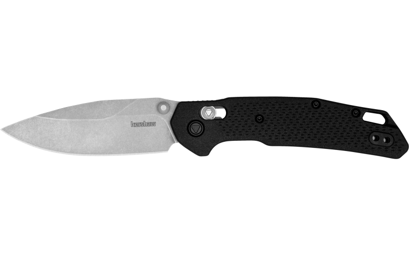 Kershaw Heist, Folding Knife, Flipper Assisted Opening, Plain Edge, D2 Tool Steel, Stonewashed Finish, Glass Filled Nylon Handle, 3.2" Blade, 7.6" Overall, Includes Deep Carry Pocket Clip 2037