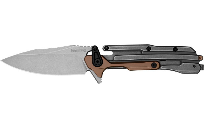 Kershaw Frontrunner, Folding Knife, Flipper Assisted Opening, Plain Edge, D2 Tool Steel, Stonewashed Finish, Stainless Steel Handle with G10 Inserts, 2.9" Blade, 7.2: Overall Length, Includes Deep Carry Pocket Clip 2039