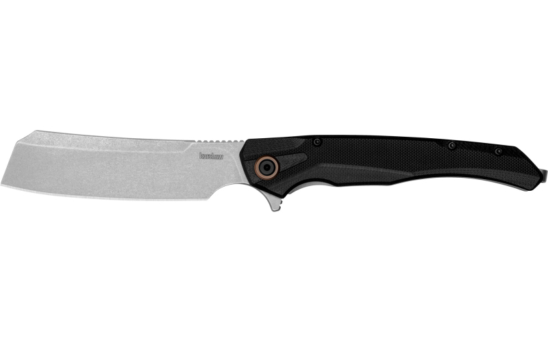 Kershaw Strata Cleaver, Folding Knife, Flipper Ball Bearing Opening, Plain Edge, D2 Tool Steel, Stonewashed Finish, G10 Handle, 4" Blade, 9.3" Overall Length, Includes Deep Carry Pocket Clip 2078