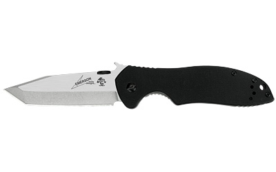Kershaw Emerson CQC, 3.25" Folding Knife, Tanto Point, Plain Edge, Black G10 Frame, CR13MOV Stonewashed Finish, Wave/Dual Thumb Disc/Pocket Clip 6034T