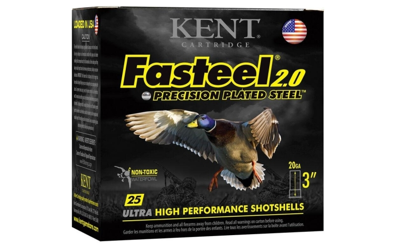 Fasteel + precision plated steel 20ga 3" 1oz #4 & #6 1350 fps 25/rd