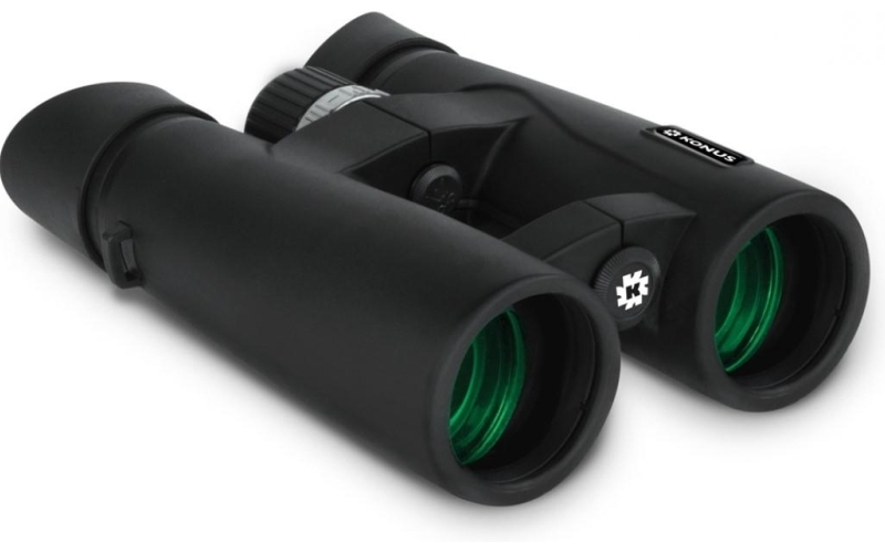 Konus mission-hd 10x42mm binocular open bridge roof prisms removable eyecups